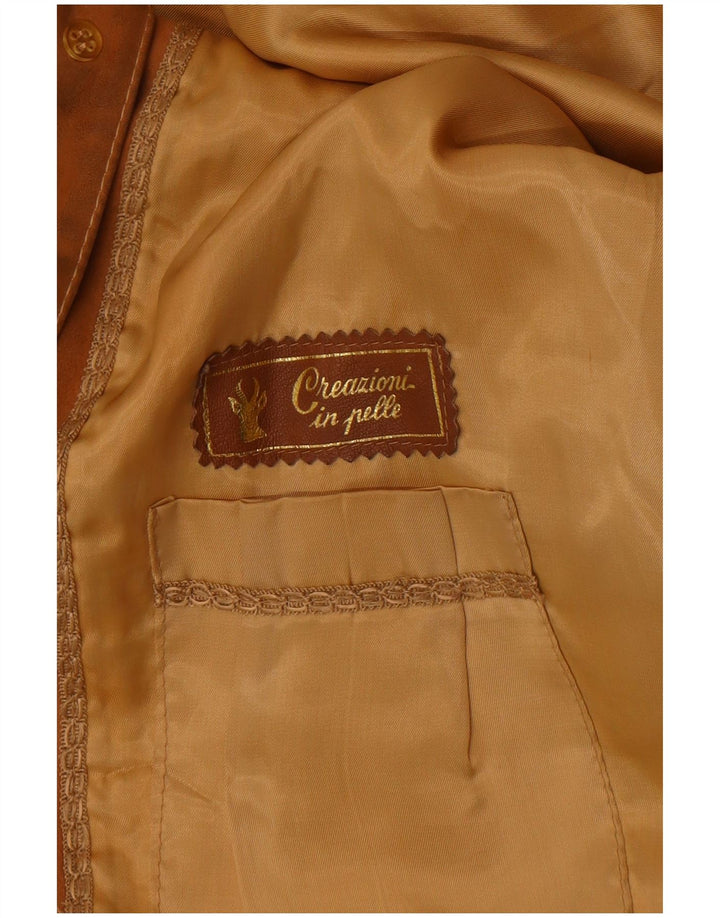 Vintage Womens 3 Button Suede Blazer Jacket UK 14 Medium Beige