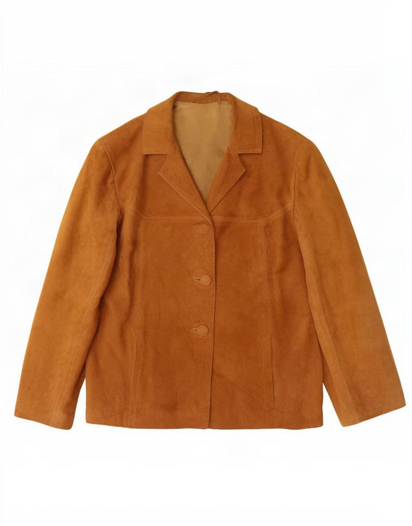 Vintage Womens 3 Button Suede Blazer Jacket UK 14 Medium Beige