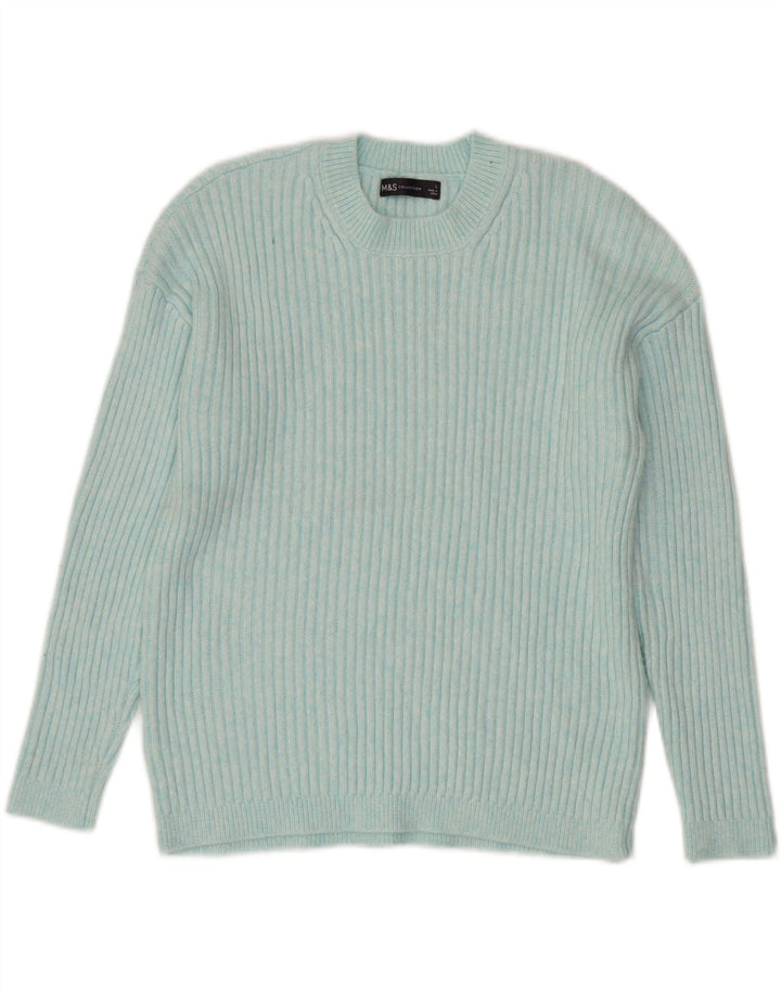 MARKS & SPENCER Womens Crew Neck Jumper Sweater UK 16 Large Blue Polyester