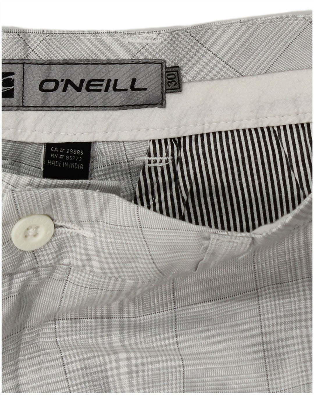 O'Neill Mens Chino Shorts  W30 Medium Grey Houndstooth
