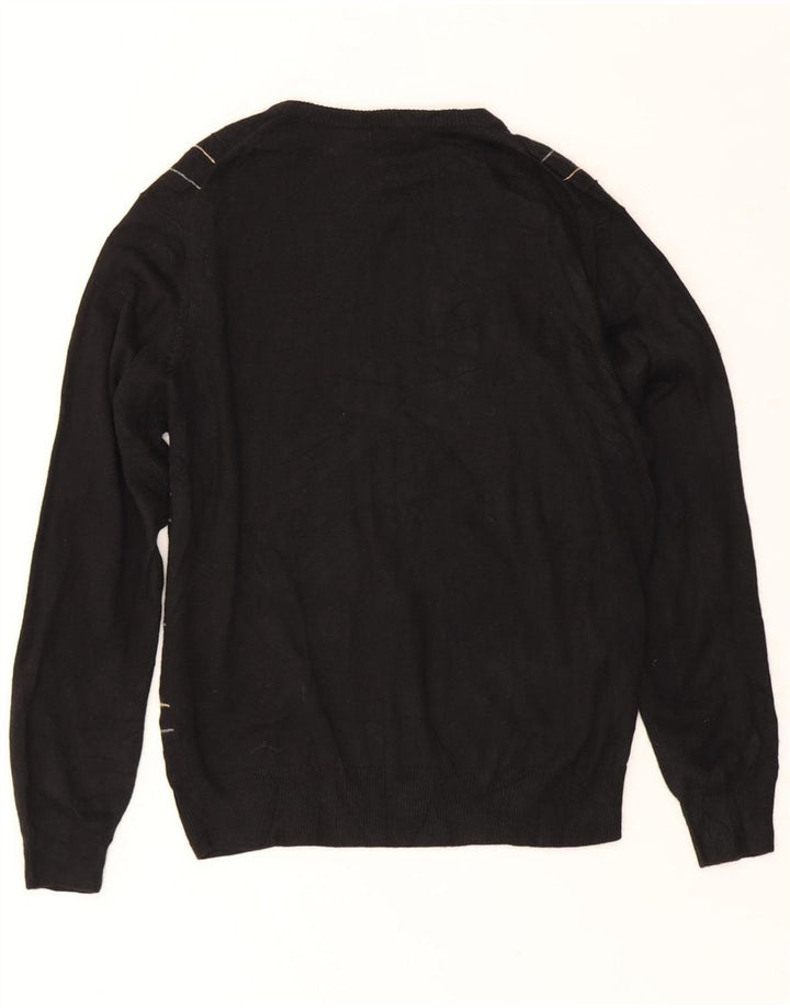 DOCKERS Mens Crew Neck Jumper Sweater Large Black Check Cotton Vintage Dockers and Second-Hand Dockers from Messina Hembry 