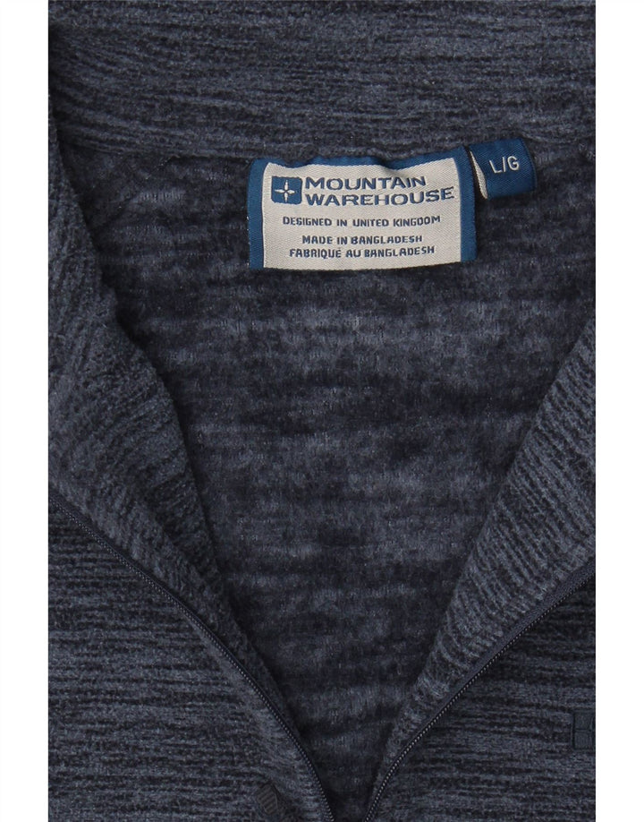 MOUNTAIN WAREHOUSE Mens Zip Neck Fleece Jumper Large Navy Blue Polyester Vintage Mountain Warehouse and Second-Hand Mountain Warehouse from Messina Hembry 