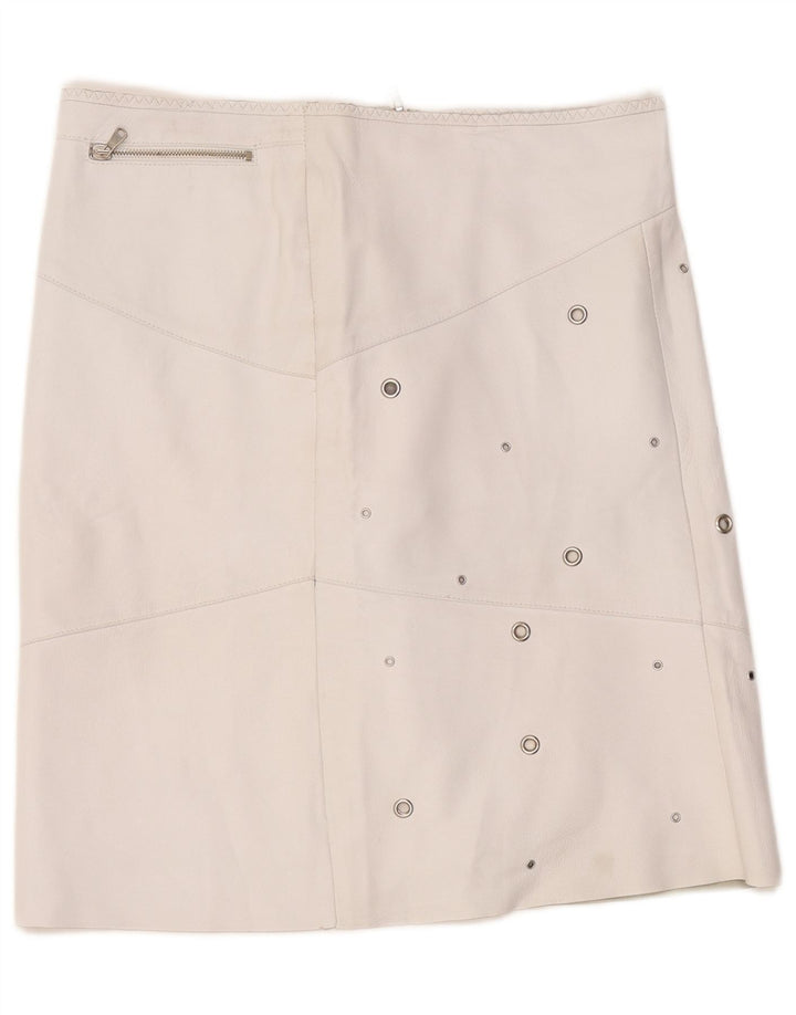 Gonna in pelle vintage da donna W36 XL bianca