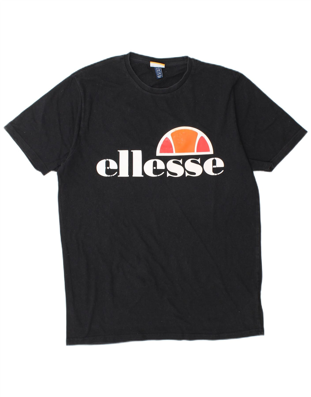 ELLESSE Mens Graphic T-Shirt Top Medium Black Cotton