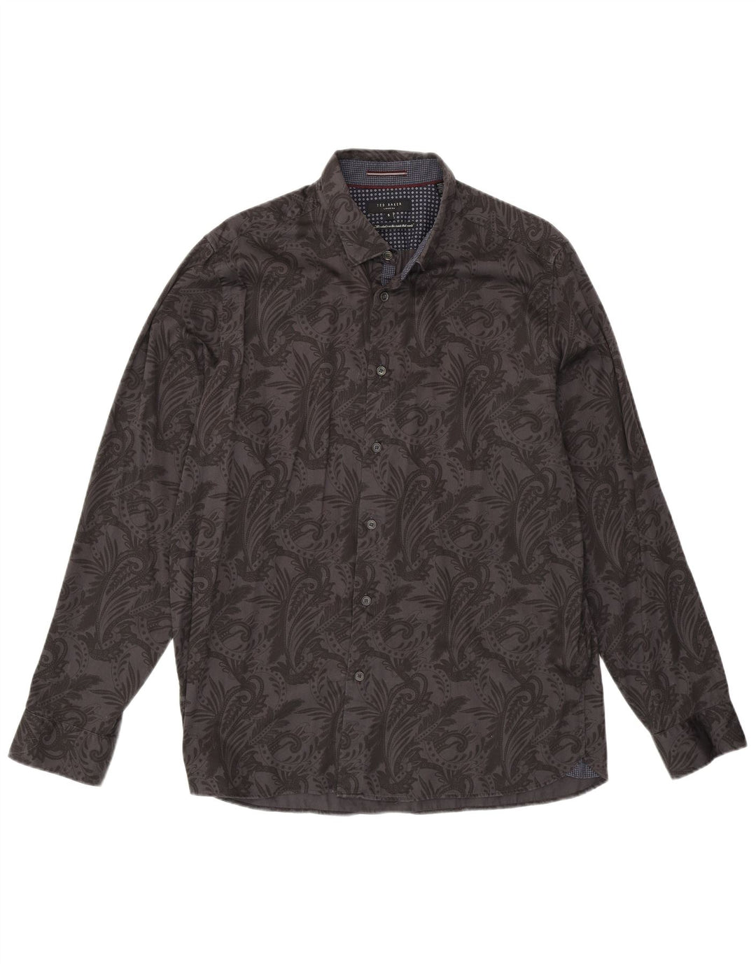 TED BAKER Mens Shirt Size 5 Large Grey Paisley Cotton