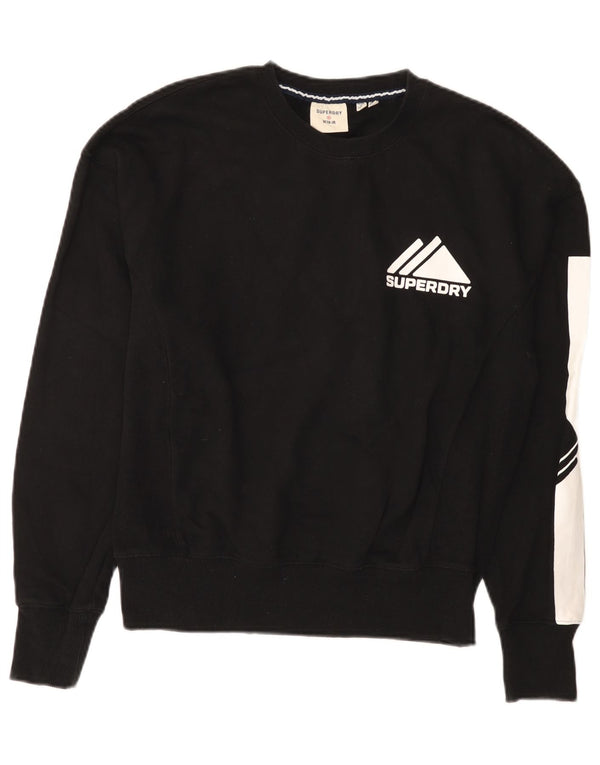 Superdry Womens Graphic Sweatshirt Jumper UK 12 Medium Black Colourblock