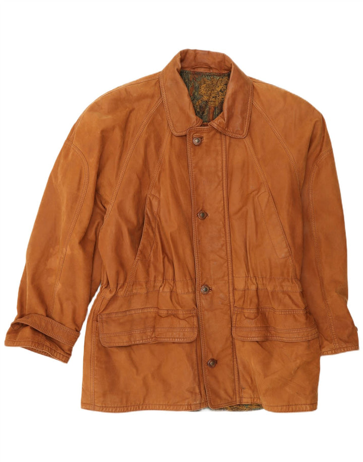 Vintage Mens Leather Jacket IT 54 2XL Brown