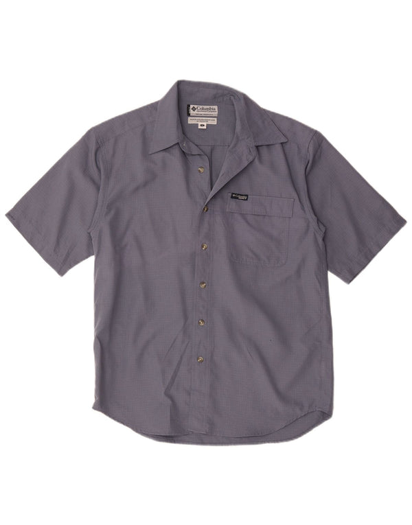 Columbia Mens Short Sleeve Shirt Small Blue Gingham Polyester