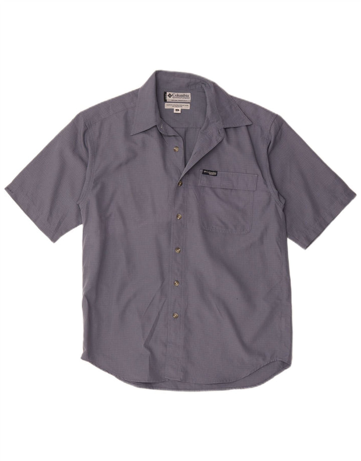 Columbia Chemise à Manches Courtes Homme Petit Bleu Vichy Polyester