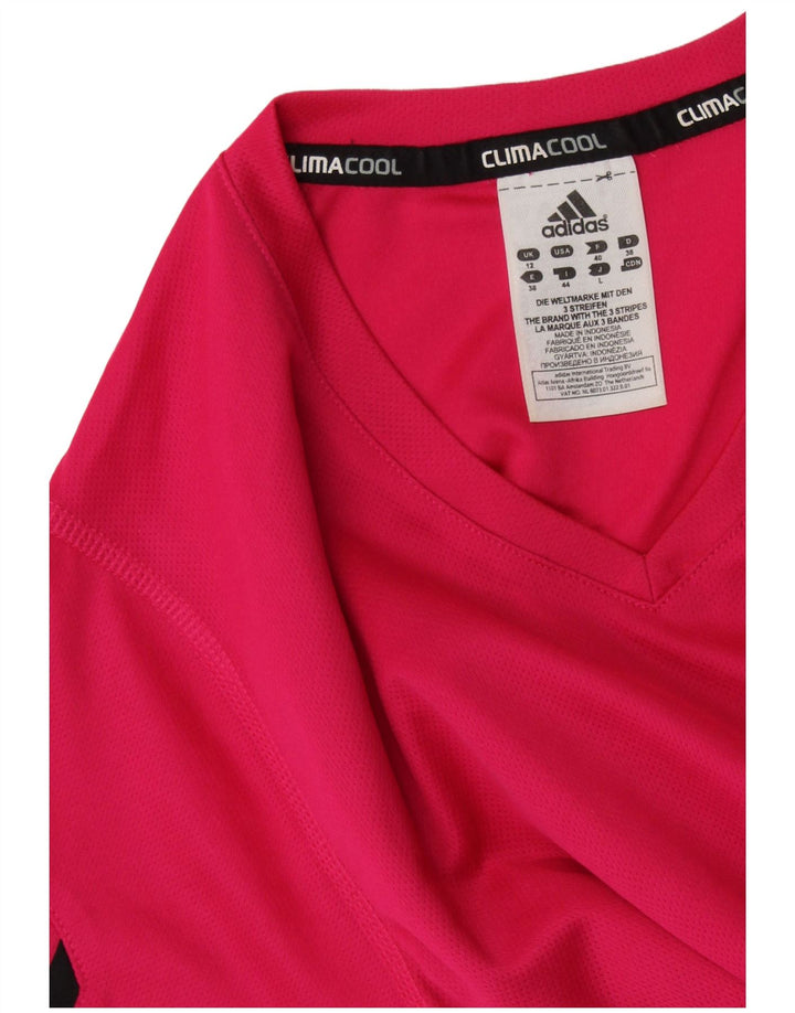ADIDAS Womens Climacool T-Shirt Top UK 12 Medium  Pink Polyester