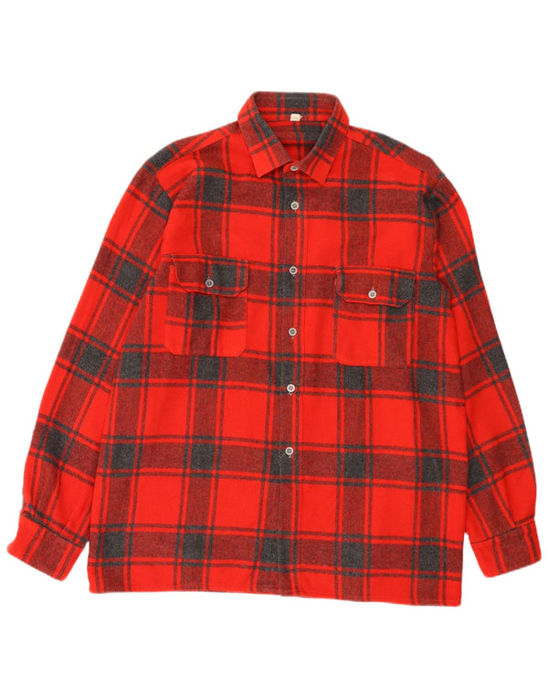 Vintage Herren Flanellhemd Größe 44 XL Rot karierte Wolle