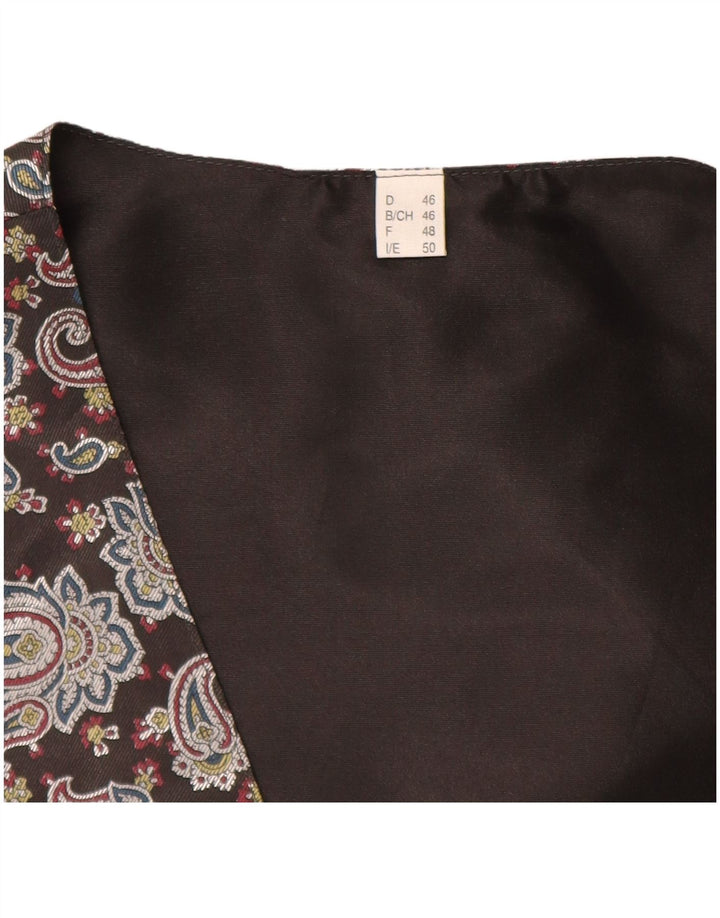 Vintage Womens Waistcoat IT 50 XL Grey Paisley Viscose