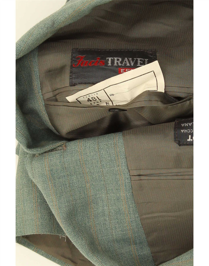 Facis Mens 3 Button Blazer Jacket IT 48 Medium Green Check Terital