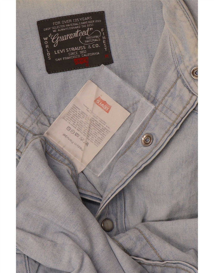 Camisa jeans masculina Levi's de algodão azul médio