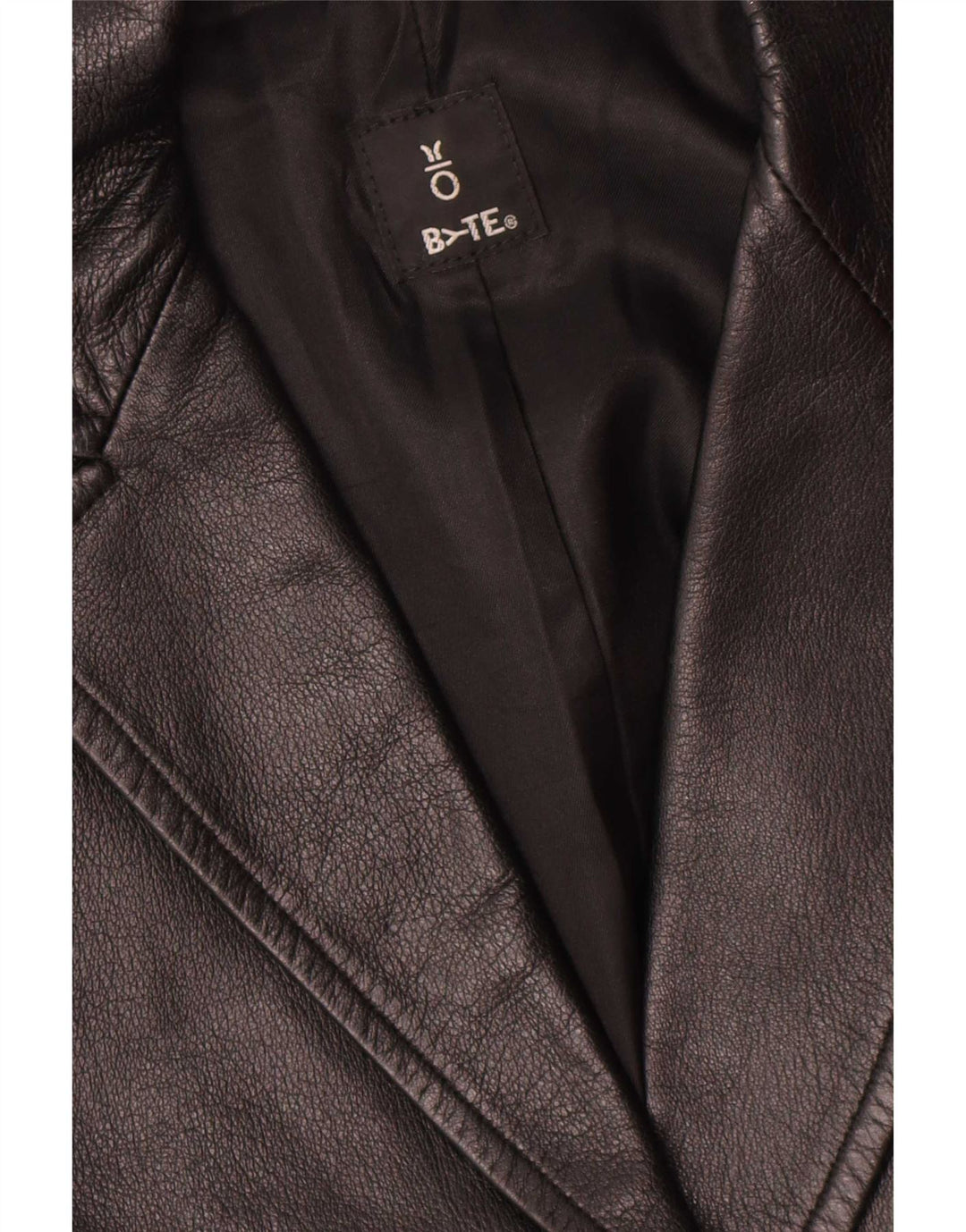 Vintage Womens 1 Button Leather Blazer Jacket UK 14 Medium Black Leather