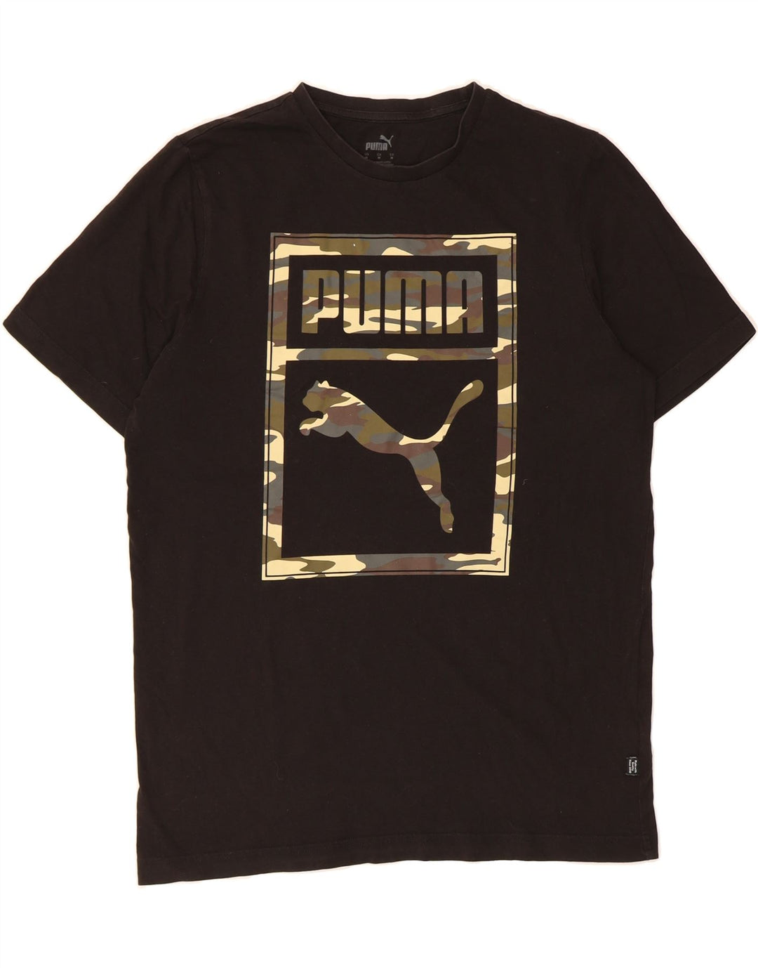 PUMA Mens Graphic T-Shirt Top Medium Black Cotton Vintage Puma and Second-Hand Puma from Messina Hembry 