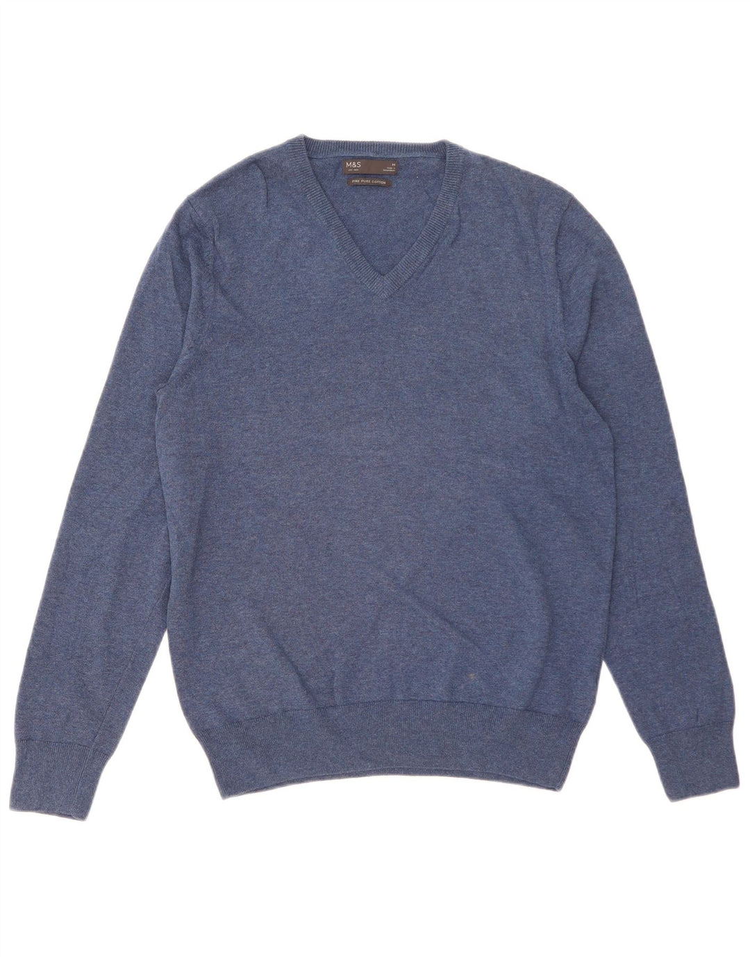 Marks & Spencer Herre V-hals sweater mellemblå bomuld
