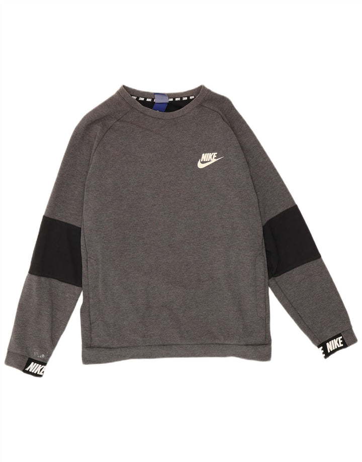Felpa da uomo Nike con stampa grafica, taglia Large, colore grigio a blocchi