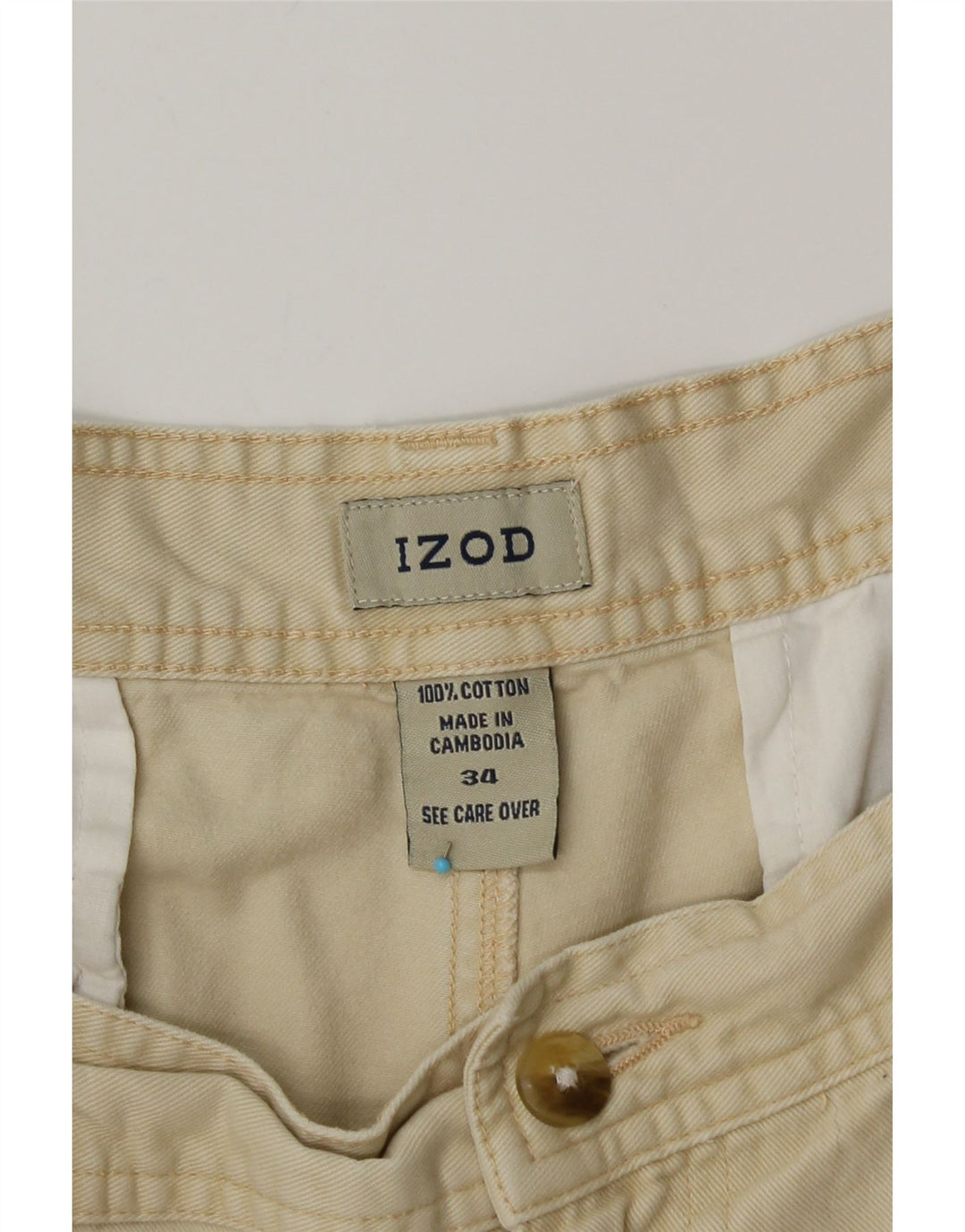 IZOD Herre Cargo Shorts W34 Large Beige Bomuld