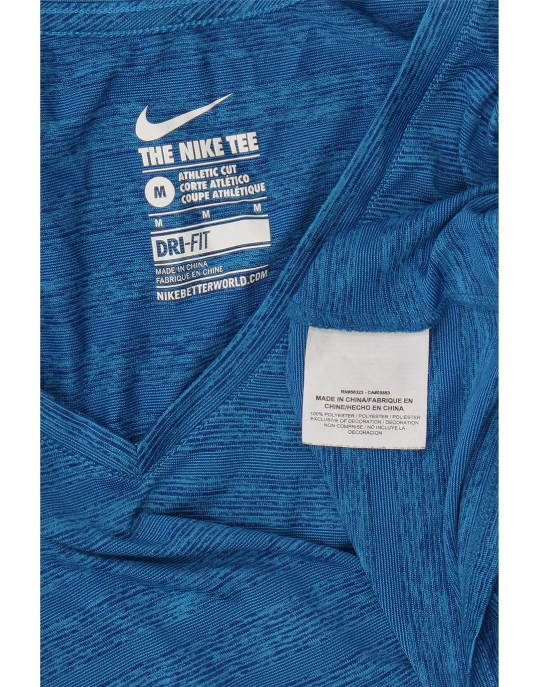 Nike Womens Dri Fit T-Shirt Top UK 12 Medium Blue Striped Polyester
