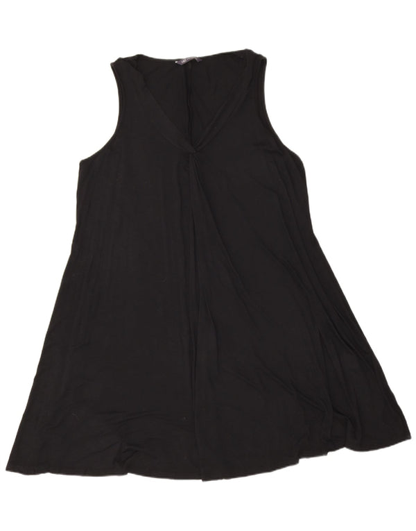 Marks & Spencer Dame Ærmeløs A-Line Kjole UK 16 Stor Sort Viscose
