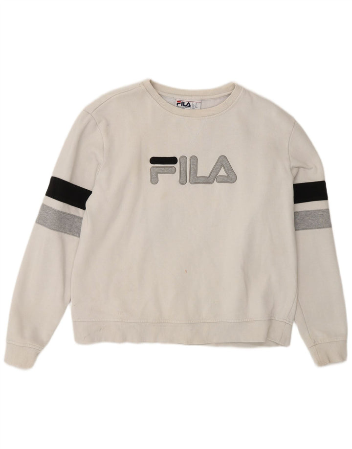 Fila Mens Graphic Sweatshirt Jumper Medium White Colourblock Cotton