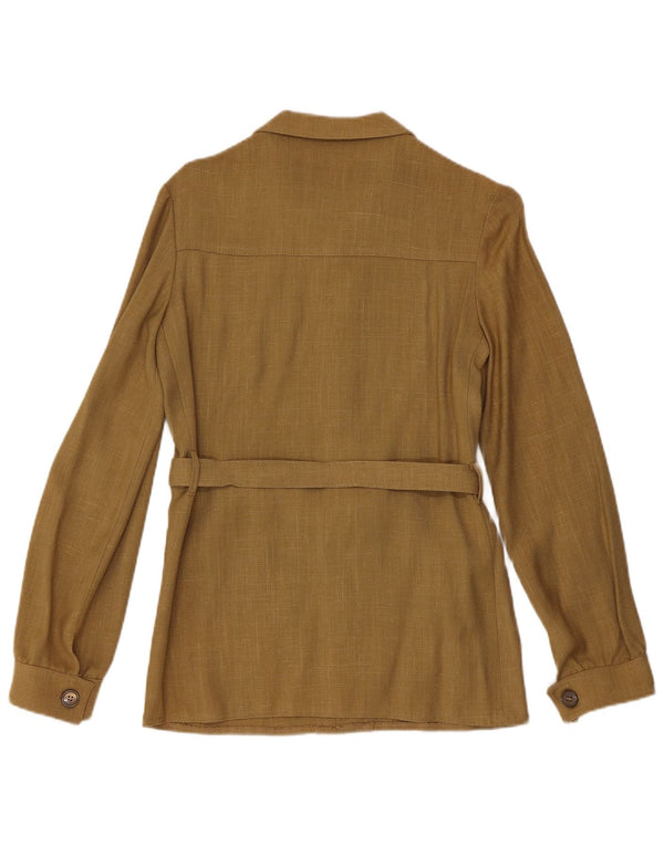 Vintage Damen Overshirt Shirt IT 42 Medium Khaki Viskose Classic