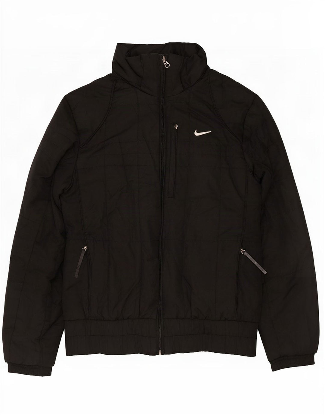Giacca imbottita con cappuccio Nike da donna UK 10/12 medio poliestere nero