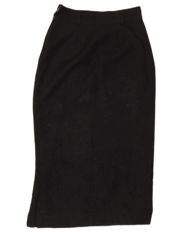 Sportmax Womens High Waist Pencil Skirt UK 10 Small W24  Black Floral Wool