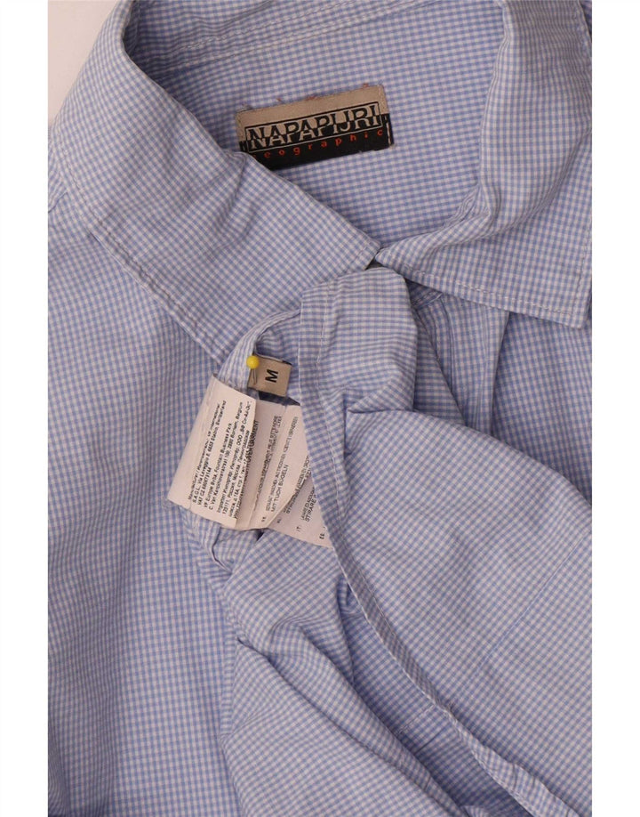Napapijri Mens Geographic Shirt Medium Blue Gingham Cotton