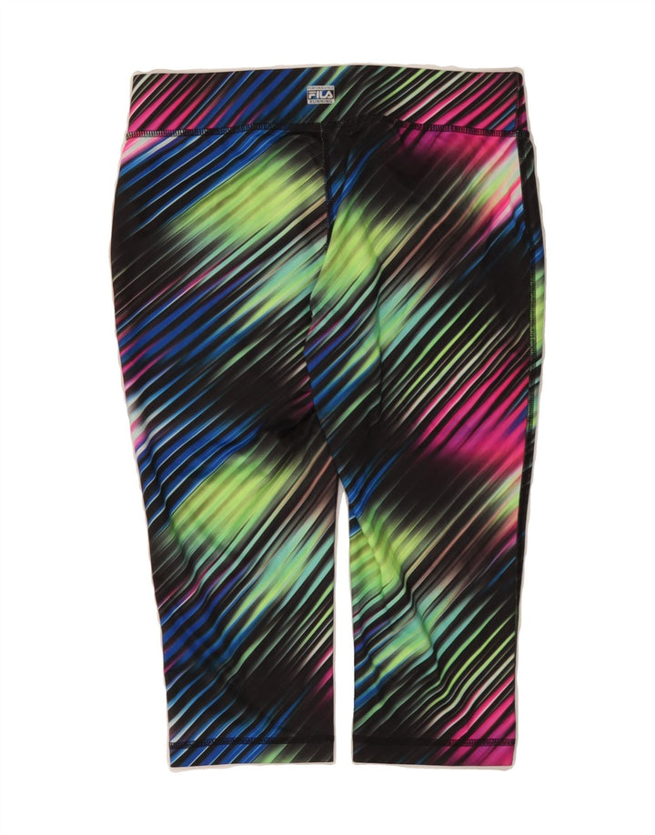 FILA Womens Running Capri Leggings UK 14 Medium Multicoloured Striped Vintage Fila and Second-Hand Fila from Messina Hembry 
