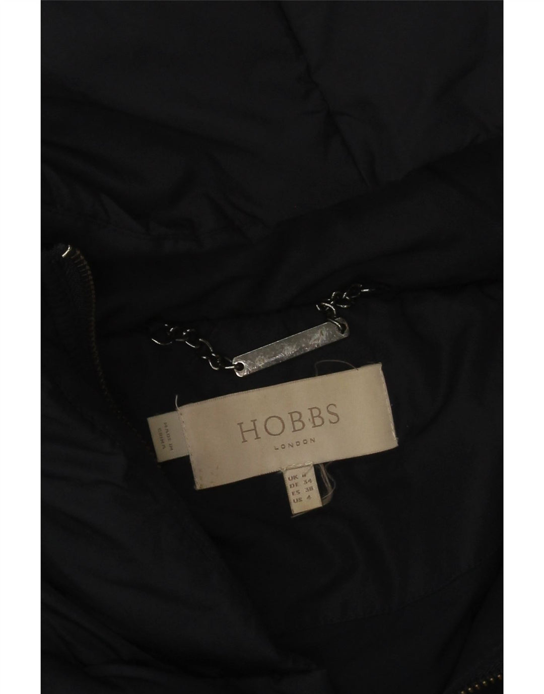 Hobbs Womens Hooded Oversized Padded Coat UK 8 Small Navy Blue Polyester