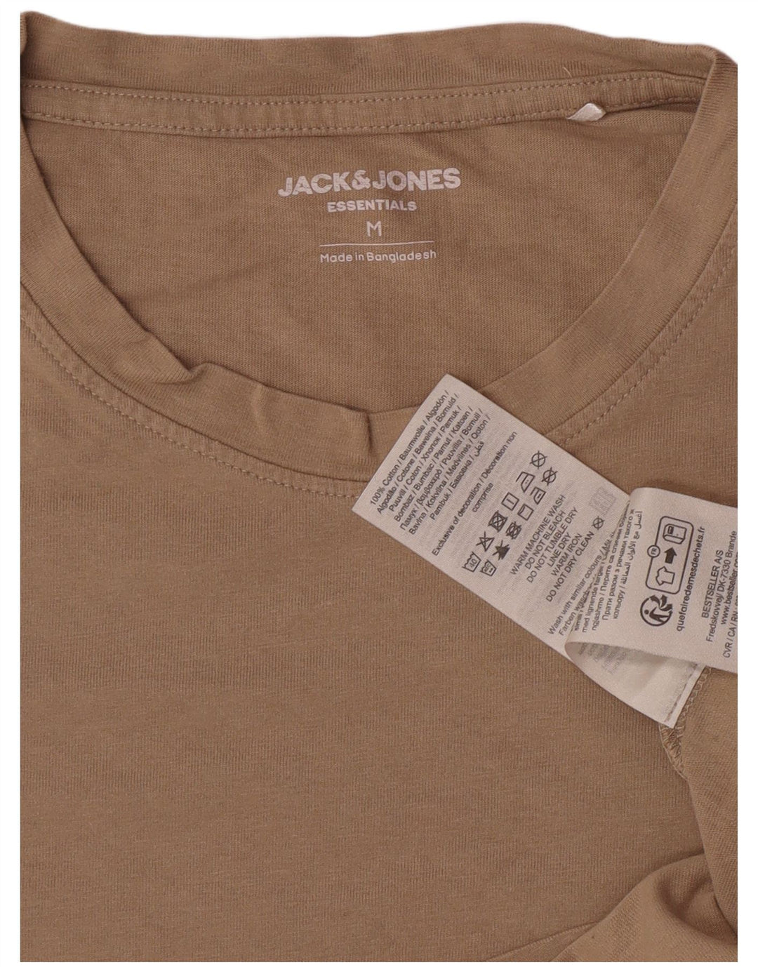 Jack & Jones Mens T-Shirt Top Medium Brown Cotton