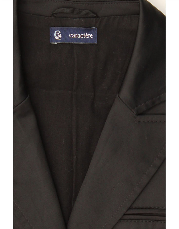 CARACTERE Womens 3 Button Blazer Jacket UK 10 Small  Black Cotton Vintage Caractere and Second-Hand Caractere from Messina Hembry 