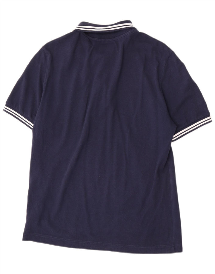 Kappa Mens Polo Shirt Medium Navy Blue Striped Cotton