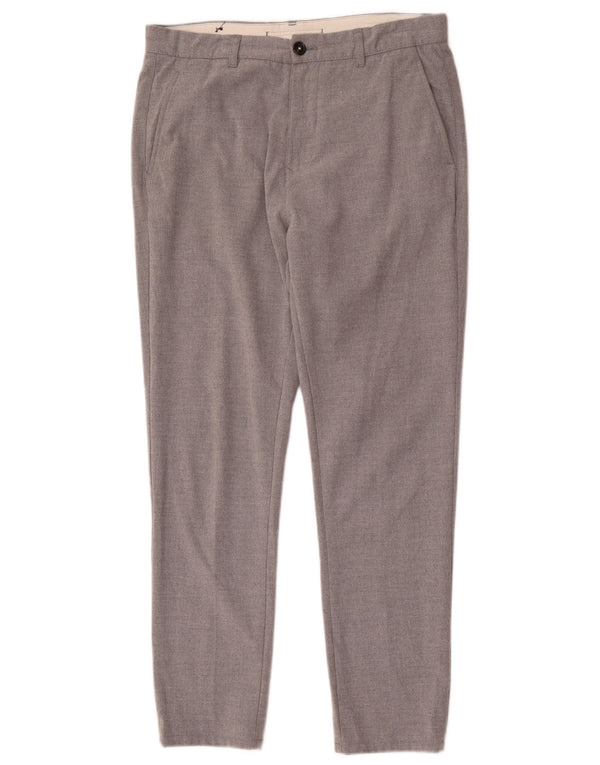 Zara Pantalon Chino Slim Homme EU 42 Large W32 L28 Gris Polyester