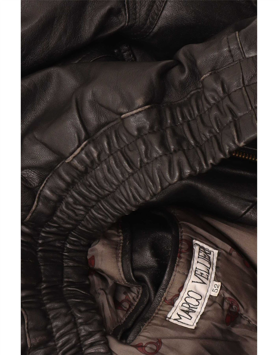 Vintage Mens Bomber Leather Jacket IT 52 XL Black