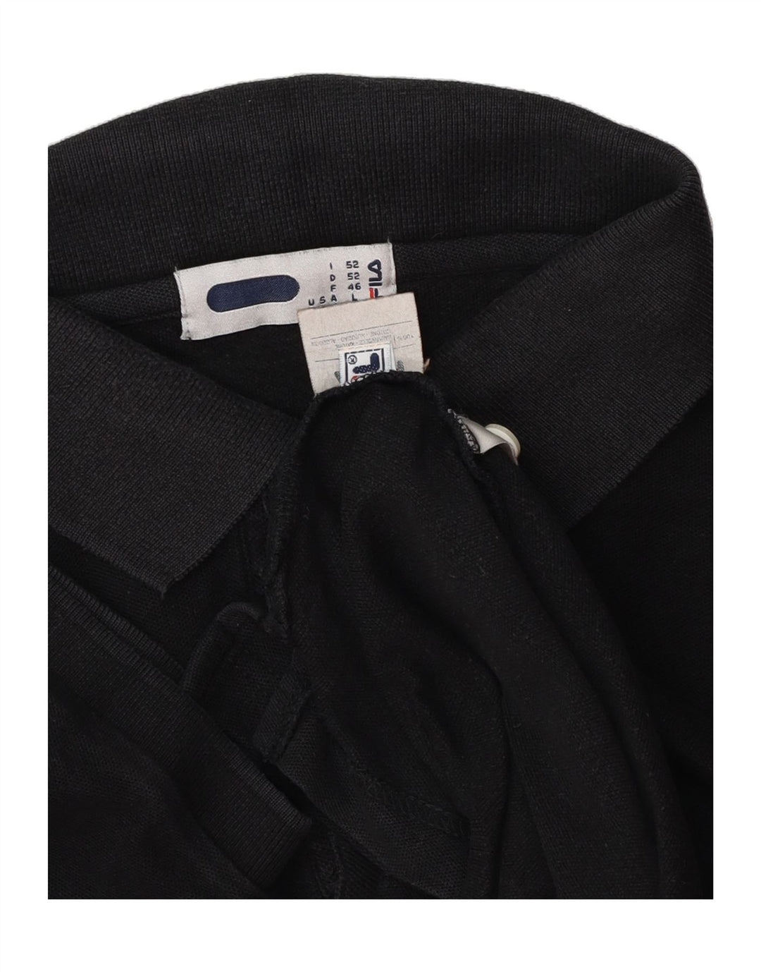 FILA Mens Polo Shirt IT 52 Large Black Cotton Vintage Fila and Second-Hand Fila from Messina Hembry 