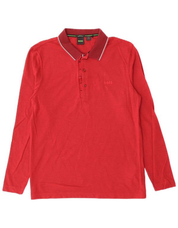 Hugo Boss Langærmet Slim Fit Polo Shirt til mænd Stor rød bomuld