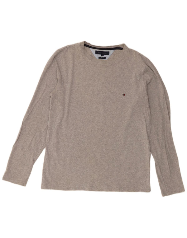 Tommy Hilfiger Mens Slim Fit Top Long Sleeve Large Grey Flecked Cotton