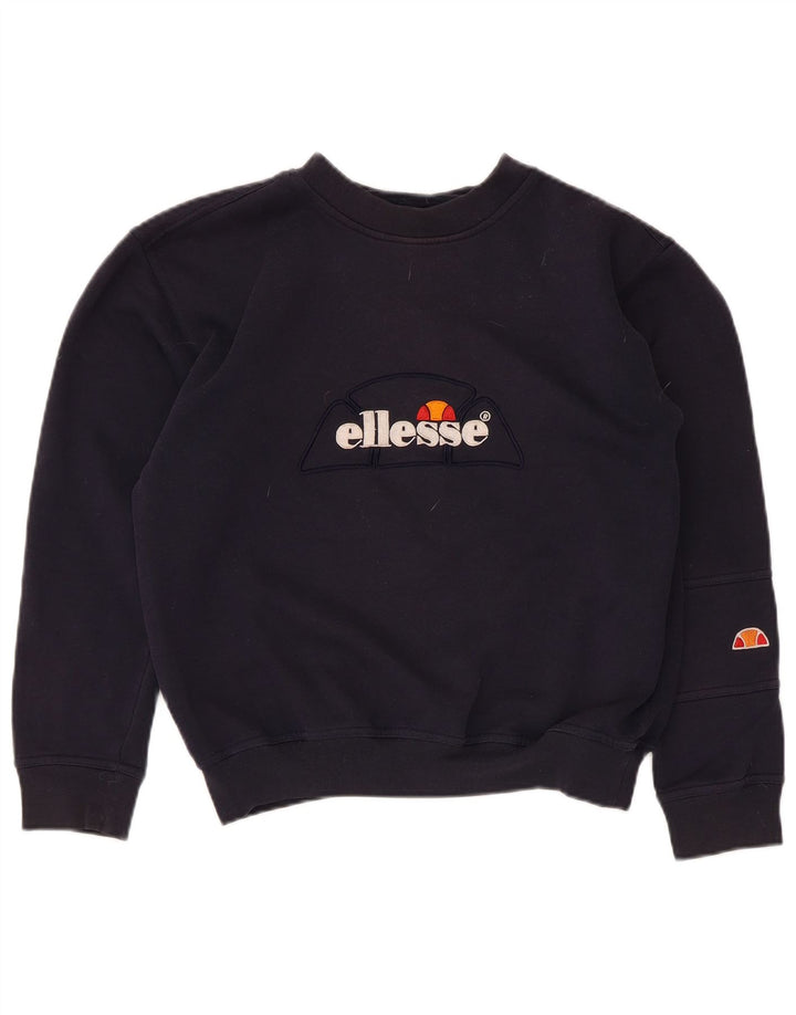 Ellesse Womens Grafisk Oversized Sweatshirt Jumper UK 10 Small Navy Blue