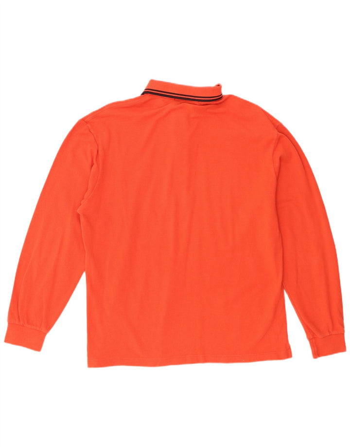 Fred Perry Mens Long Sleeve Polo Shirt Medium Orange Cotton