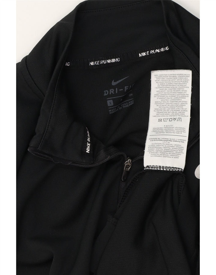 NIKE Womens Dri Fit Zip Neck Pullover Tracksuit Top UK 10 Small Black
