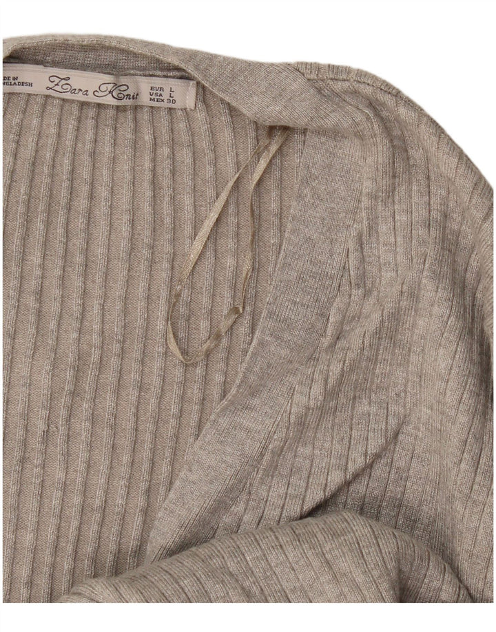 Zara Womens Cardigan Sweater UK 14 Large Grey