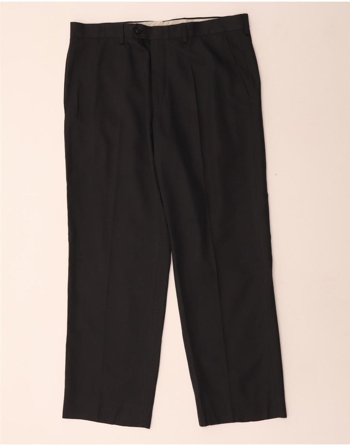 Marks & Spencer Mens Straight Suit Trousers W34 L29 Grey Polyester