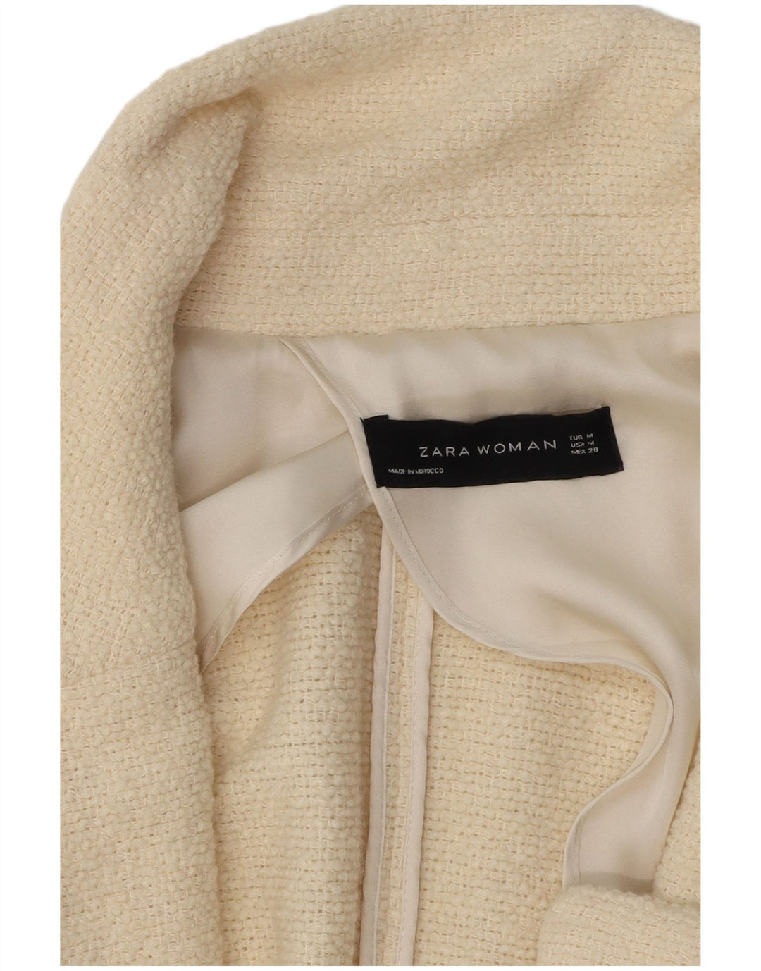 ZARA Womens Oversized Overcoat UK 14 Medium Off White