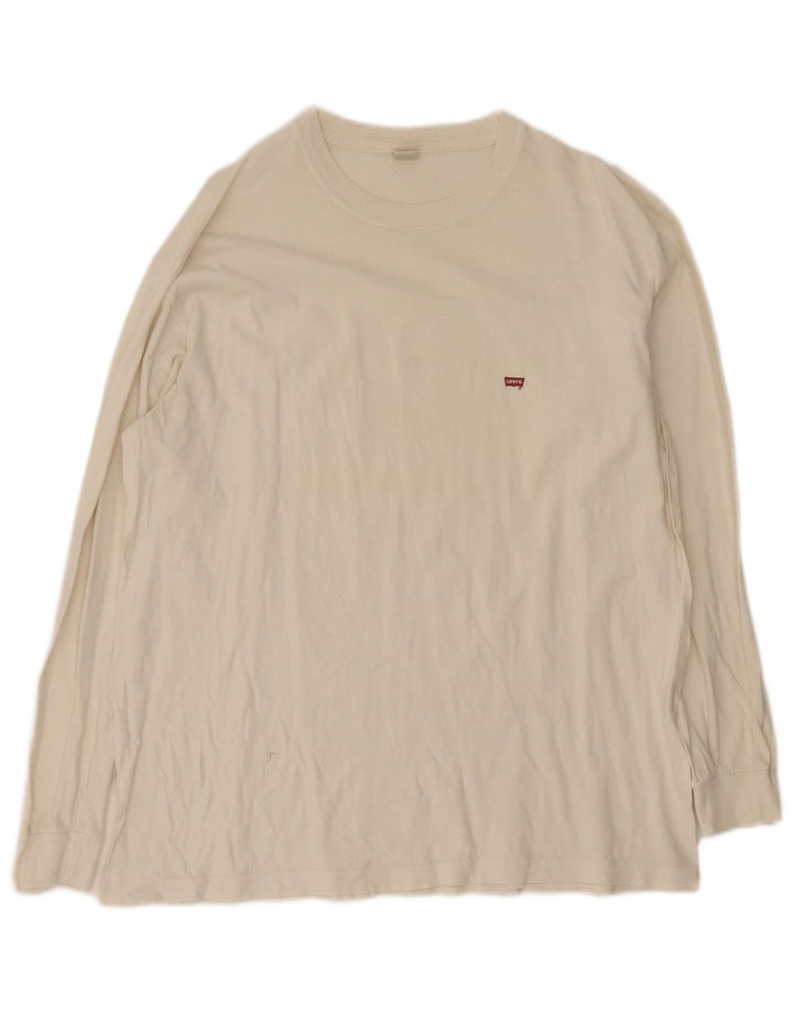 Levi's Top de manga larga para hombre de algodón blanco grande