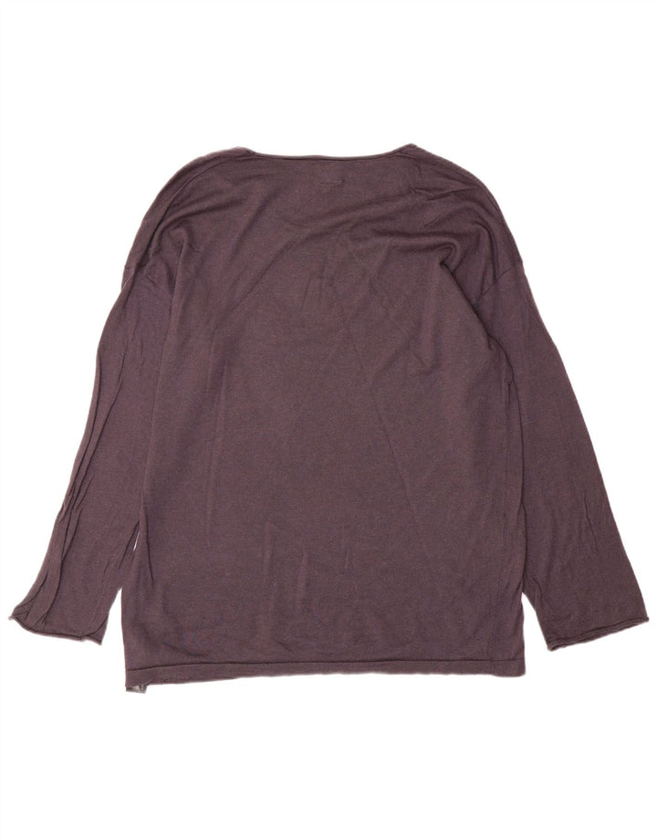 Massimo Dutti Womens Boat Neck Jumper Sweater UK 14 Medium Grey Wool