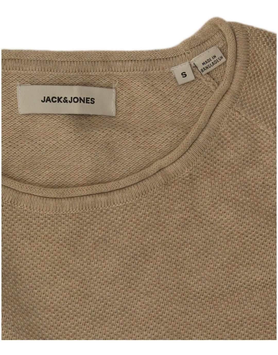 Jack & Jones Mens Boat Neck Jumper Sweater Small Beige