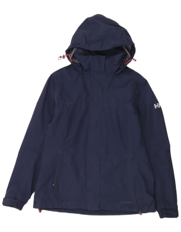 Helly Hansen Womens Hooded Windbreaker Jacket UK 14 Medium Navy Blue